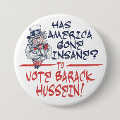 Geisteskranker Hussein-Knopf Button (Vorderseite)