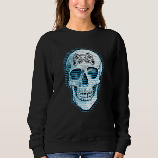 Geistesteuernde Controller-Totenkopf-Gaming-Gamer- Sweatshirt (Vorderseite)