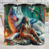 Geistführer, Frau, Waldnähe. Thermosbecher