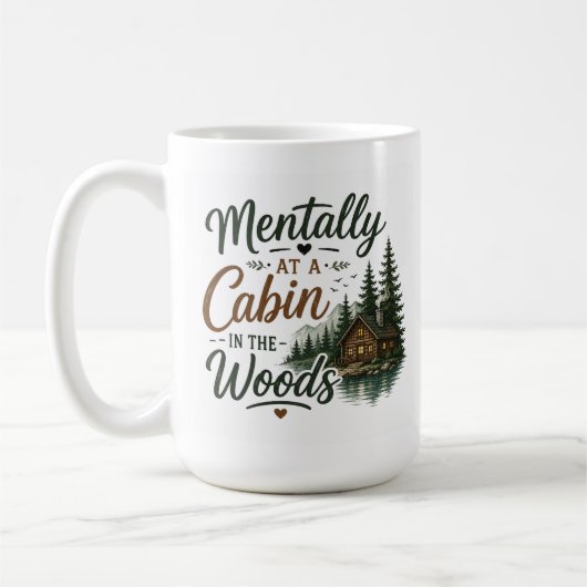 Geistig in einer Hütte im Wald Gemütlicher Kaffeeb Kaffeetasse (Links)
