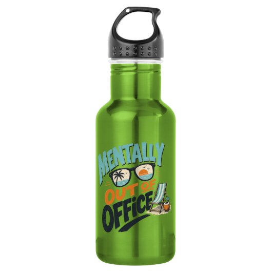 Geistig nicht im Büro Edelstahlflasche (Vorderseite)