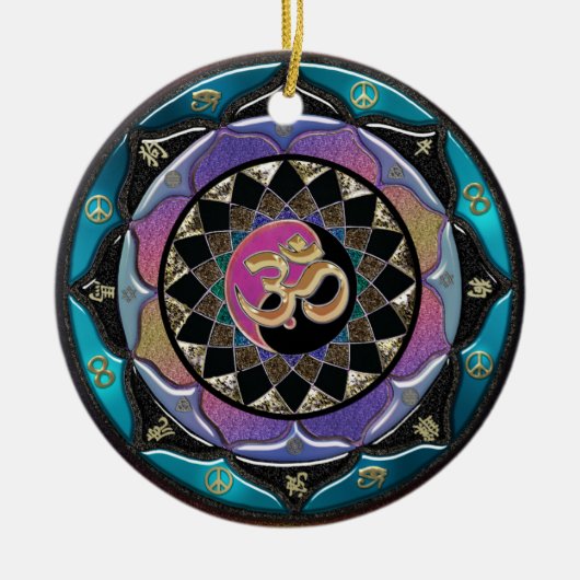 Geistige Mond-Mandala-Weihnachtsverzierung Keramikornament (Vorne)