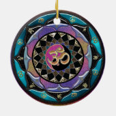 Geistige Mond-Mandala-Weihnachtsverzierung Keramikornament (Hinten)