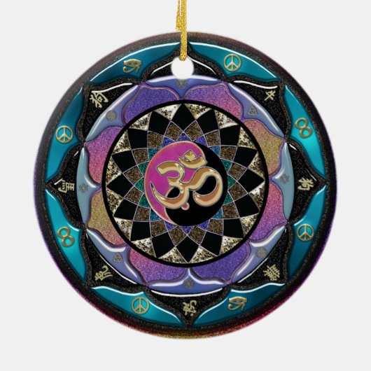 Geistige Mond-Mandala-Weihnachtsverzierung Keramikornament (Hinten)