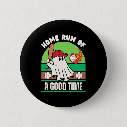 Geistiger Baseballspieler Halloween Button (Vorderseite)