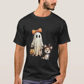 Geistiger Corgi-Hundegeh-Halloween-Schreckenskostü T-Shirt