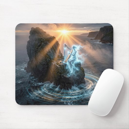 Geistiger Ozeangeist, der eine Harfe spielt Mousepad (Mit Mouse)