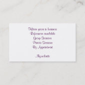 Geistiger Ratgeber oder psychische Schablone mit Visitenkarte (Rückseite)