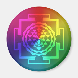 Geistiges Sri Yantra - Regenbogen Magnet