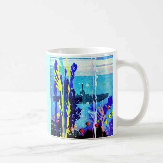 geistreiches U-Boot in tropischen Gewässern Kaffeetasse (Rechts)