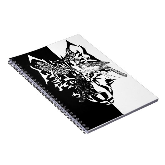Geisttiere in Schwarz und Weiß Notizblock (Rechte Seite)