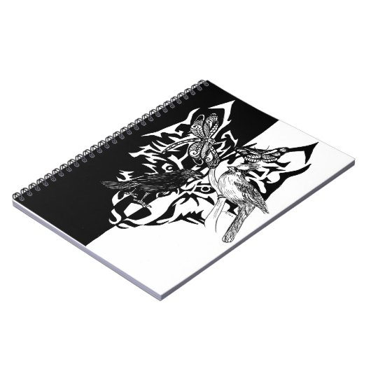 Geisttiere in Schwarz und Weiß Notizblock (Linke Seite)