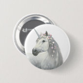 GeistUnicorn mit Blumen in der Mähne Button (Vorne & Hinten)
