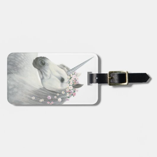 GeistUnicorn mit Blumen in der Mähne Gepäckanhänger (Vorderseite horizontal)