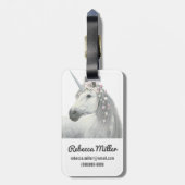 GeistUnicorn mit Blumen in der Mähne Gepäckanhänger (Rückseite vertikal)