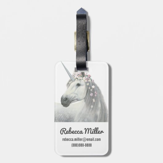 GeistUnicorn mit Blumen in der Mähne Gepäckanhänger (Rückseite vertikal)