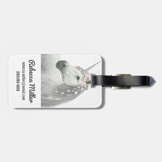 GeistUnicorn mit Blumen in der Mähne Gepäckanhänger (Rückseite horizontal)