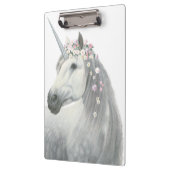 GeistUnicorn mit Blumen in der Mähne Klemmbrett (Links)