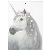 GeistUnicorn mit Blumen in der Mähne Klemmbrett (Rückseite)