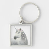 GeistUnicorn mit Blumen in der Mähne Schlüsselanhänger (Vorne)