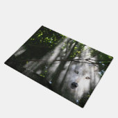 Geistwolf im Holz Fußmatte (Schrägansicht)