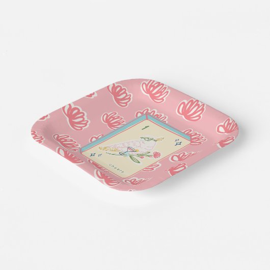 Gejubeln an der Bird Bam Mahjong Papierplatte Pappteller (Gewinkelt)