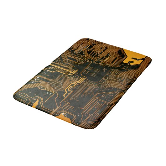 Gek Out Nerd PCB Orange Electronic Circuit Board Badematte (Schrägansicht)