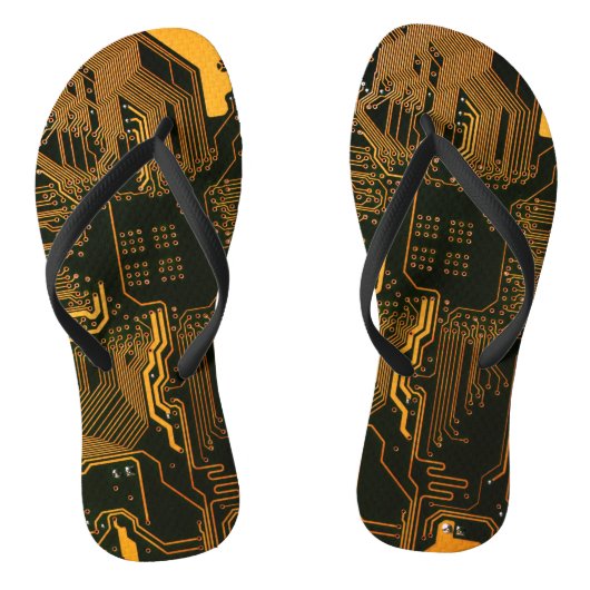 Gek Out Nerd PCB Orange Electronic Circuit Board Badesandalen (Fußbett)