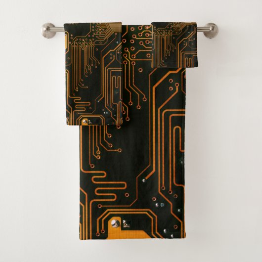 Gek Out Nerd PCB Orange Electronic Circuit Board Badhandtuch Set (Insitu)