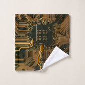 Gek Out Nerd PCB Orange Electronic Circuit Board Badhandtuch Set (Waschlappen)