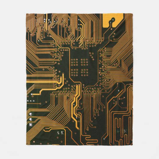 Gek Out Nerd PCB Orange Electronic Circuit Board Fleecedecke (Vorderseite)
