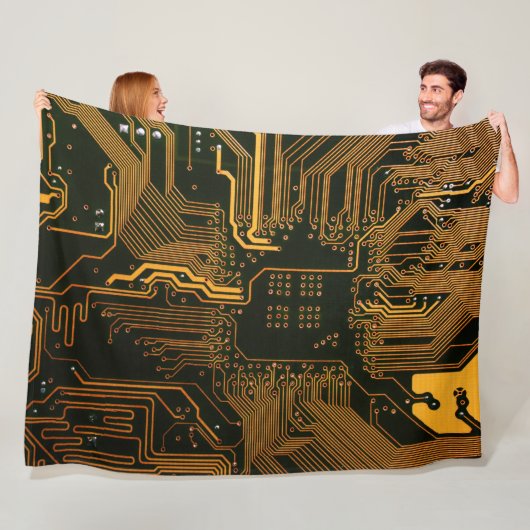 Gek Out Nerd PCB Orange Electronic Circuit Board Fleecedecke (Beispiel)