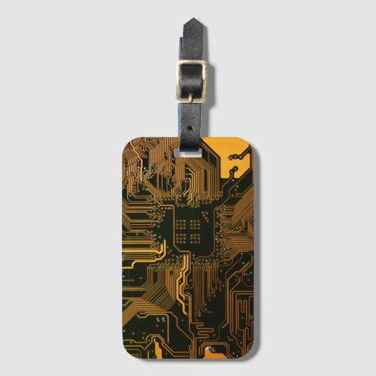 Gek Out Nerd PCB Orange Electronic Circuit Board Gepäckanhänger (Vorderseite Vertikal)