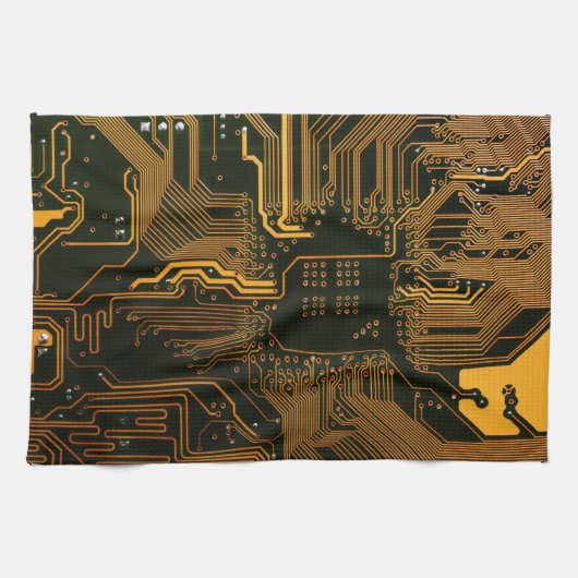 Gek Out Nerd PCB Orange Electronic Circuit Board Handtuch (Horizontal)