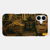 Gek Out Nerd PCB Orange Electronic Circuit Board iPhone Hülle (Rückseite (Horizontal))