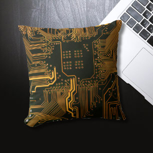 Gek Out Nerd PCB Orange Electronic Circuit Board Kissen
