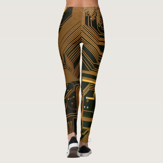 Gek Out Nerd PCB Orange Electronic Circuit Board Leggings (Rückseite)