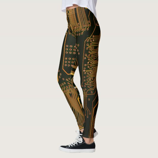 Gek Out Nerd PCB Orange Electronic Circuit Board Leggings (Links)