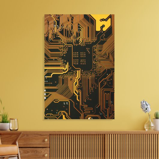 Gek Out Nerd PCB Orange Electronic Circuit Board Leinwanddruck (Insitu (Wohnzimmer))