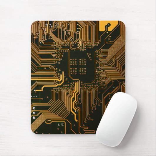 Gek Out Nerd PCB Orange Electronic Circuit Board Mousepad (Mit Mouse)
