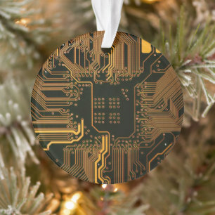 Gek Out Nerd PCB Orange Electronic Circuit Board Ornament