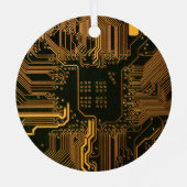 Gek Out Nerd PCB Orange Electronic Circuit Board Ornament Aus Metall (Rückseite)