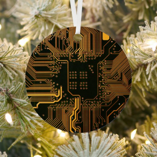 Gek Out Nerd PCB Orange Electronic Circuit Board Ornament Aus Metall (InSitu)
