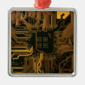 Gek Out Nerd PCB Orange Electronic Circuit Board Ornament Aus Metall (Vorne)