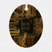 Gek Out Nerd PCB Orange Electronic Circuit Board Ornament Aus Metall (Vorderseite)