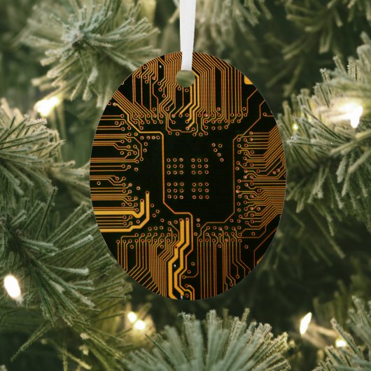 Gek Out Nerd PCB Orange Electronic Circuit Board Ornament Aus Metall (InSitu)