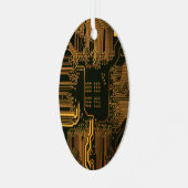 Gek Out Nerd PCB Orange Electronic Circuit Board Ornament Aus Metall (Vorderseite links)