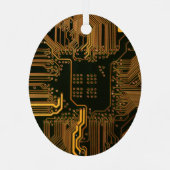 Gek Out Nerd PCB Orange Electronic Circuit Board Ornament Aus Metall (Rückseite)