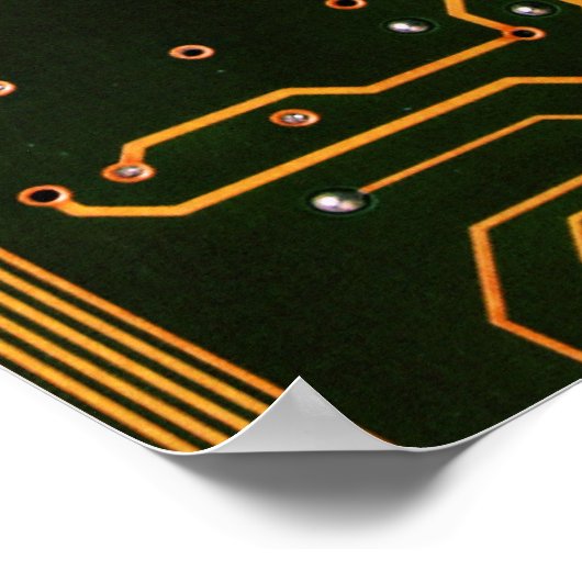Gek Out Nerd PCB Orange Electronic Circuit Board Poster (Ecke)