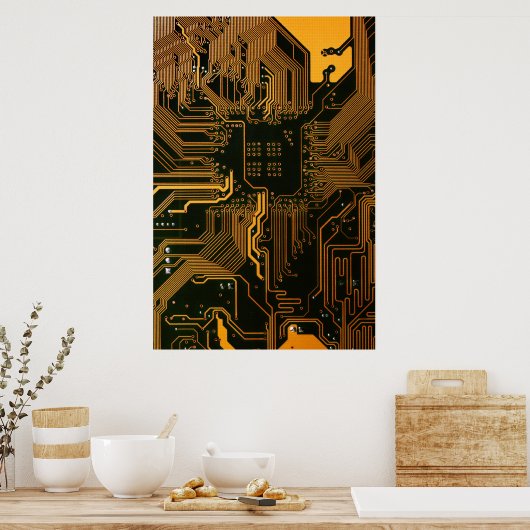 Gek Out Nerd PCB Orange Electronic Circuit Board Poster (Küche)